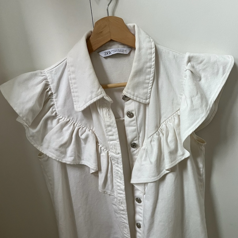 Zara white denim dress